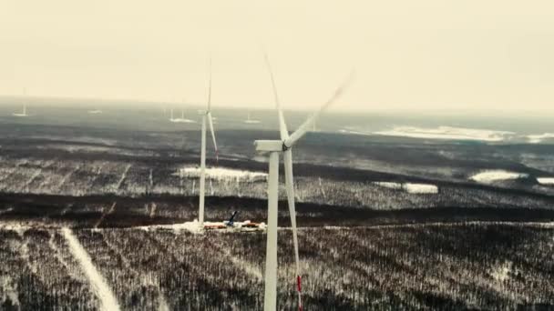 Producción Energía Eléctrica Drones Energía Eólica Energía Sostenible — Vídeos de Stock