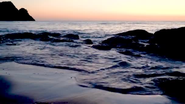 Sea Waves Rushing Beach Sunset — Video