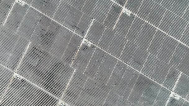 Drone View Field Solar Panels — стоковое видео