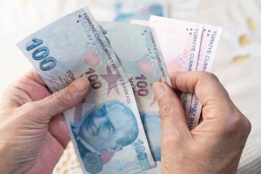 Yaşlı kadınların elleri Türk Lirası 'nın paralarını tutuyor