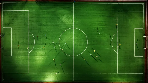 Hava Manzarası Futbol Sahasının Futsal Takım Atleti Hava Sahası Suni — Stok fotoğraf