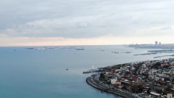 Stanbul Nefes Kesici Kenti Ultra Deki Boğaz Hava Manzarası — Stok video