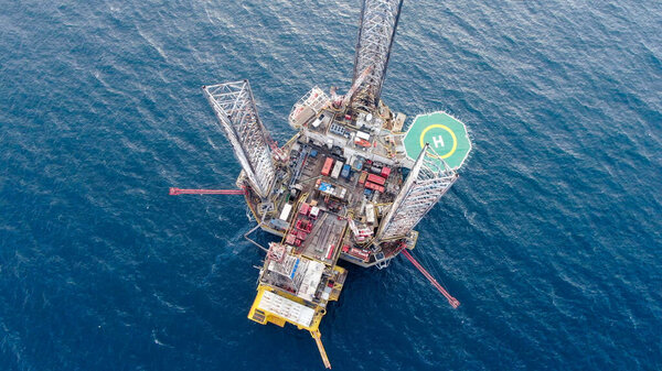 Oil platform. Offshore oil rig in a large body of water