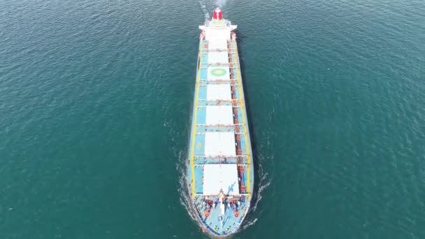 Luftaufnahme Eines Frachtschiffs Mit Frachtcontainern — Stockvideo