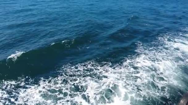Velero Navegando Mar Olas Golpeando Barco — Vídeo de stock