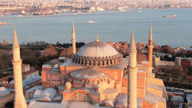 Ayasofya Camii (Ayasofya Camii), İstanbul, Türkiye. Sogia Camii 'nin havadan görünüşü