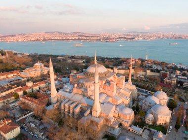Ayasofya Camii (Ayasofya Camii), İstanbul, Türkiye. Sogia Camii 'nin havadan görünüşü