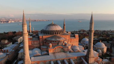 Ayasofya Camii (Ayasofya Camii), İstanbul, Türkiye. Sogia Camii 'nin havadan görünüşü