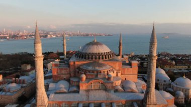 Ayasofya Camii (Ayasofya Camii), İstanbul, Türkiye. Sogia Camii 'nin havadan görünüşü