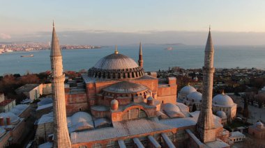 Ayasofya Camii (Ayasofya Camii), İstanbul, Türkiye. Sogia Camii 'nin havadan görünüşü