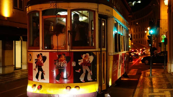 Tram Notturni Lisbona — Foto Stock
