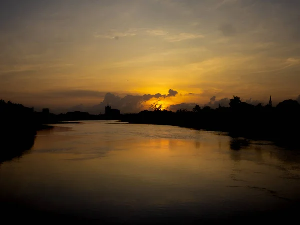 Sonnenaufgang Auf Einer Brücke Iloilo Philippinen — Stockfoto