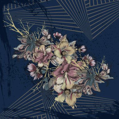 Vector abstract silk scarf design in square for hijab print, silk neck scarf or kerchief, etc.