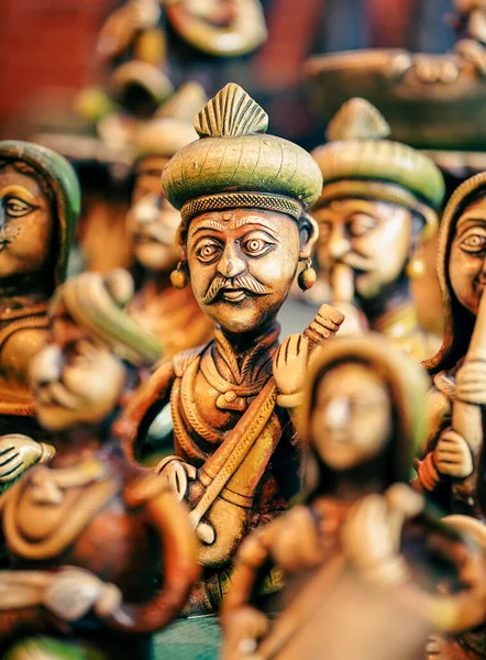 Handicrafts, The Art of India, Terracotta Statue Showpieces & Collectibles, Beautiful clay dolls of miniature folk musicians performing in a band of classical Indian music