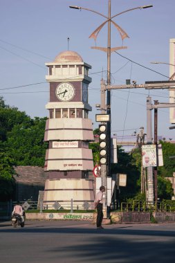 1 january 2023, Ghandi chowk,road, raipur, chhattisgarh, ghadi chowk of raipur, a clock tower of raipur, Guru Ghasidas Time Square of raipur,smart city raipur