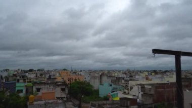 Time Lapse of clouds over dense population ctiy area in raipur, chhattisgarh, Time Lapse of dark clouds in rain or rainy season, Dense clouds over city covers sun at evening, Time Dense clouds over city covers sun at evening mobile tower in city area