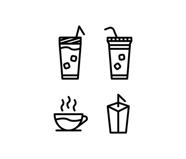 Icon Set Drink Beverage Coffee Cup Boba Cola Tea Editable — Stock Vector