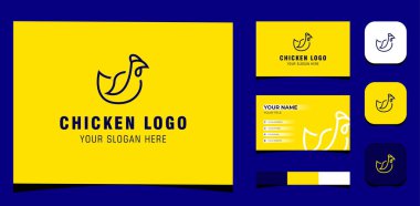 Şablon Logosu Yaratıcı Tavuk Taslak Modern. Renk paleti, görsel markalaşma, kartvizit ve simge ile yaratıcı şablon.