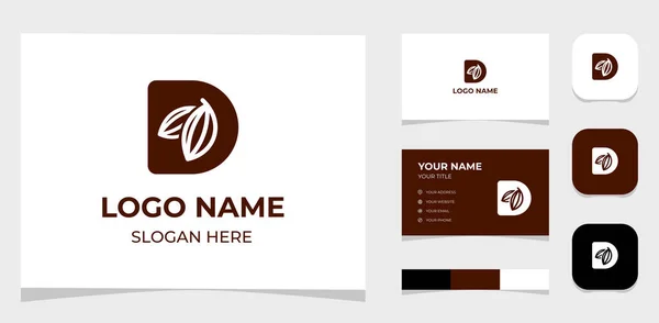 Template Logo Creative Initial Letter Cocoa Beans Concept 약자입니다 팔레트 — 스톡 벡터