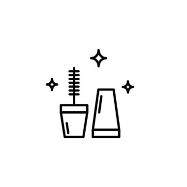 Makyaj aletleri, kuaför salonu, güzellik, kozmetik, kadın hakkında ikon taslağı. düzenlenebilir renk vuruşu. özet simgesi biçimi.