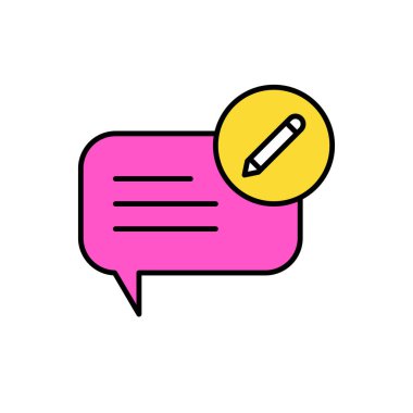 simge tam renk derecesi, yıldız geribildirim değerlendirmesi, yorum, balon sohbeti, mesaj, iletişim, sohbet, müşteri deneyimi. düzenlenebilir renk vuruşu ve dolgu. özet ve doldurulmuş renkli simge biçimi.