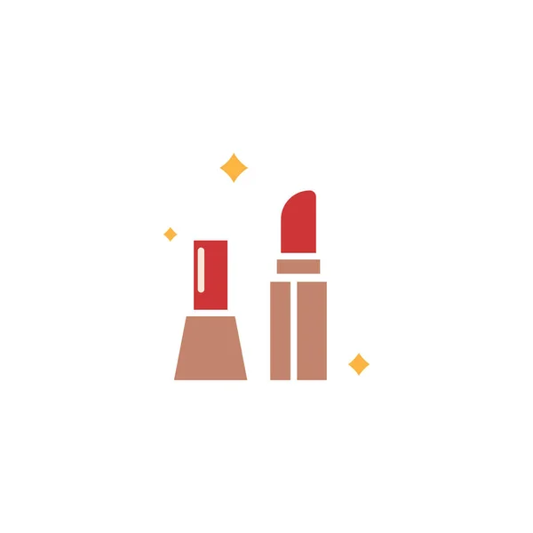 Icône Couleur Plate Sur Les Outils Maquillage Salon Beauté Cosmétiques — Image vectorielle