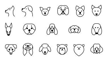Icon Set Çeşitli Köpek. Basit ve Minimalist Hat, Cep telefonu ya da internet için kullanması kolay. Düzenlenebilir Vuruş Hattı, Tasarımınızı Kolaylaştıralım