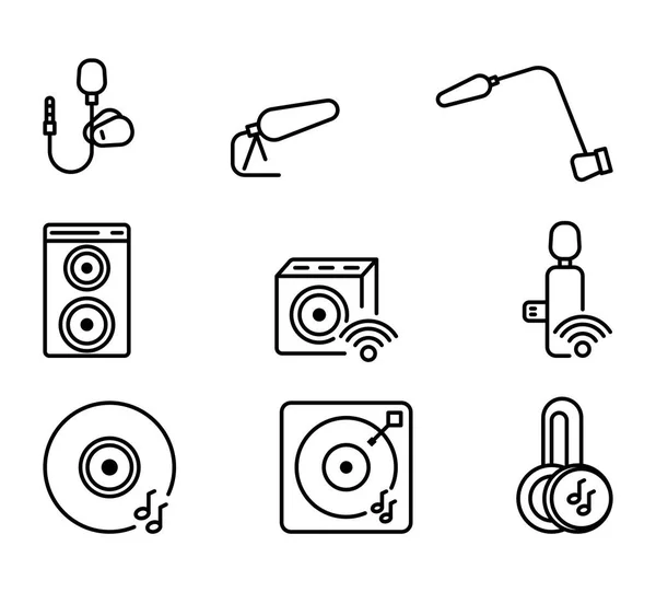 Icon Set Sound System Simple Line Editable Stroke Let Make — Stock Vector