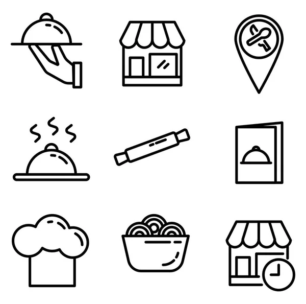 简约的图标餐厅食物 可编辑的中风 让我们让你的设计更简单 — 图库矢量图片