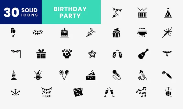 stock vector Icon Solid pack Party, birthday, celebration, gift, congratulation, happy and much more. editable file, Glyph icon style