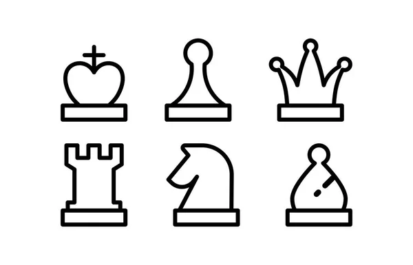 Icon Set Chess Figure Queen King Bishop Etc Editable Fill — Stock Vector