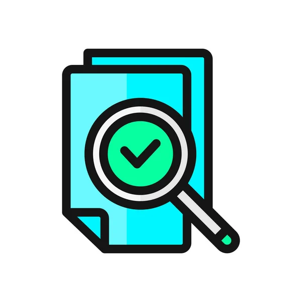 Icon Line Fill Verify Check Human User Approve Document Fingerprint — Stock Vector