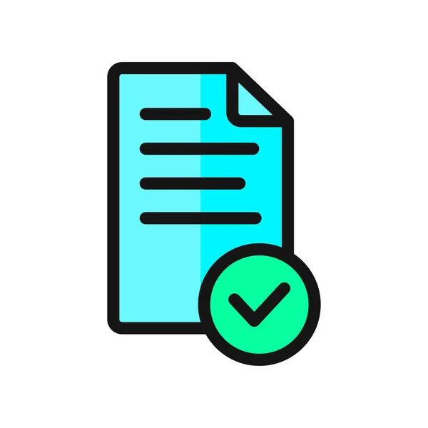 Icon Line Fill Verify Check Human User Approve Document Fprint — стоковый вектор