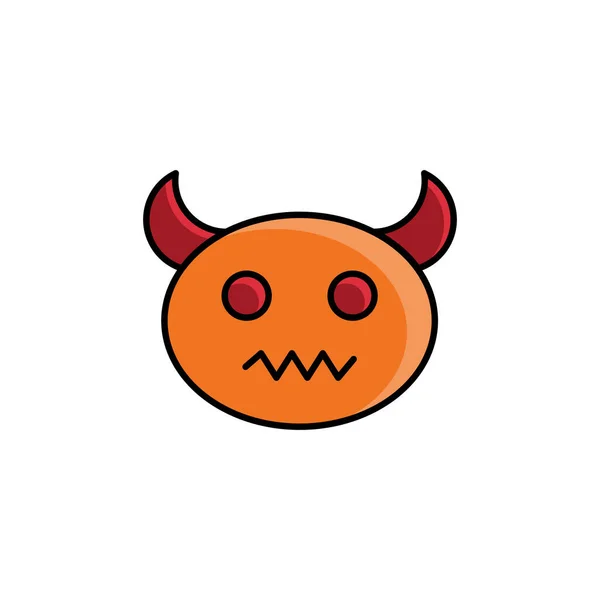 Cor Linha Ícone Sobre Halloween Fantasma Monstro Abóbora Crânio Assustador — Vetor de Stock