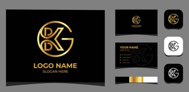 Template Logo Creative Initial K, G and B in Luxury, Glamour concept. Creative Template with color pallet, visual branding, business card and icon.
