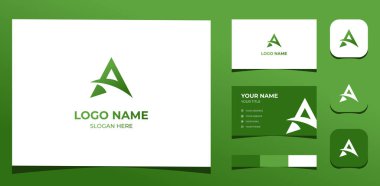 Template Logo Creative Initial A and Star shape with green color concept. Creative Template with color pallet, visual branding, business card and icon.