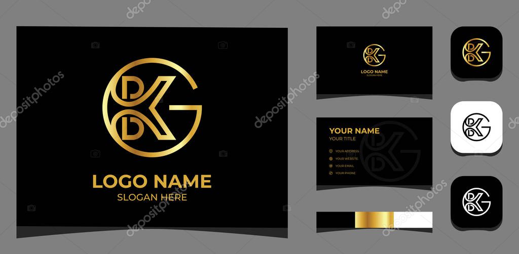 Template Logo Creative Initial K, G and B in Luxury, Glamour concept. Creative Template with color pallet, visual branding, business card and icon.
