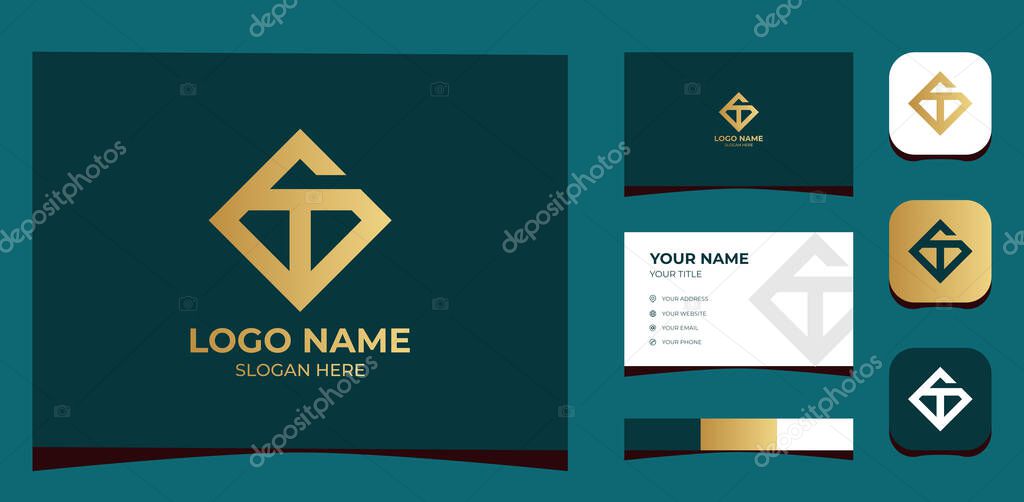 Template Logo Creative Initial T G or G T, Luxury Minimalist and modern shape concept. Creative Template with color pallet, visual branding, business card and icon.
