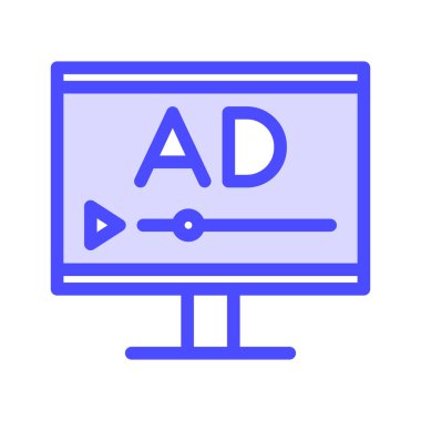 İkonun video reklamı, reklam videosu, canlı yayın, oyun. düzenlenebilir dosya ve renk