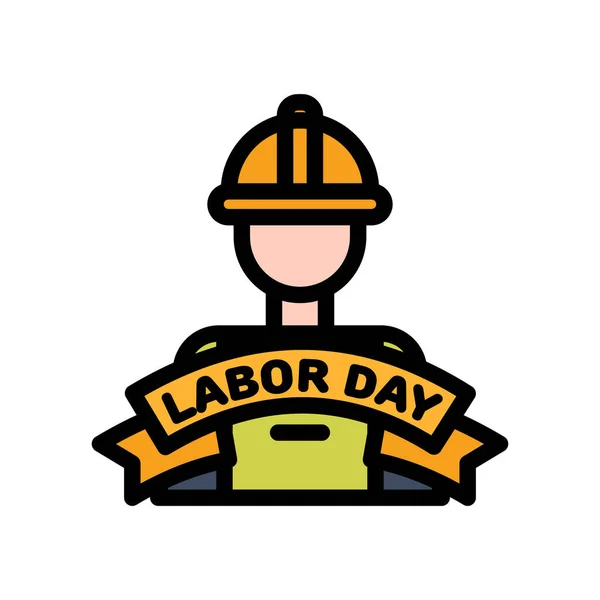 Hari Buruh Ikon Dengan Konsep Pita Hak Hak Buruh Alat - Stok Vektor