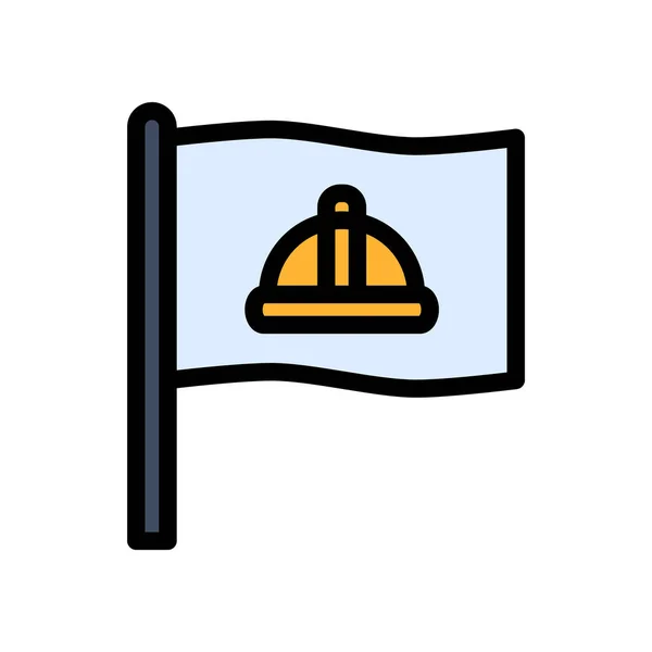 Icon Labor Day Concept Flag Helmet Editable File Vector Illustration — Stock Vector