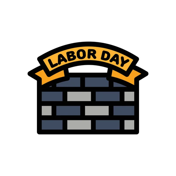 Symbol Labor Day Mit Konzeptband Arbeitsrechte Arbeitswerkzeuge Helm Arbeiter Editierbare — Stockvektor