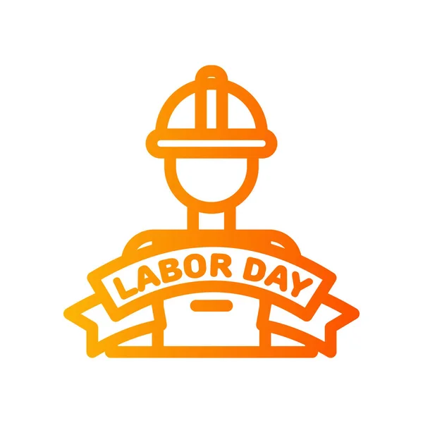 Icon Labor Day Concept Ribbon Labor Rights Labor Tools Helmet — Stock Vector