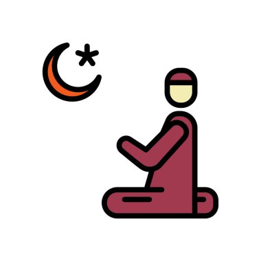 ikon Eller Namaz, ikon Namazı, Dua, ikon Ramazan Kareem, vektör ilüstrasyonu, düzenlenebilir renk