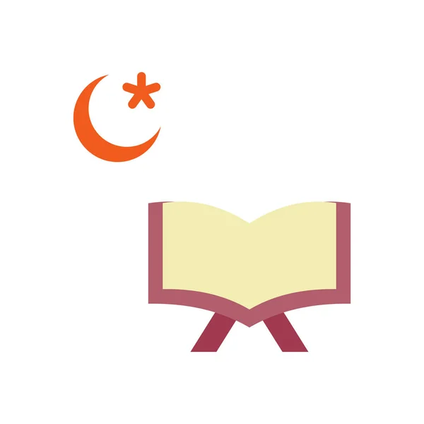 Ikon Membaca Quran Alquran Terbuka Ikon Ramadan Kareem Vektor Ilustrasi - Stok Vektor