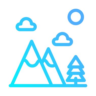 İkon dağı, orman, ağaç, kutsal gün. düzenlenebilir dosya ve renk.