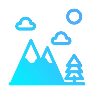 İkon dağı, orman, ağaç, kutsal gün. düzenlenebilir dosya ve renk.