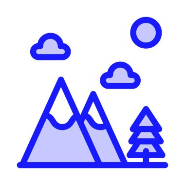 İkon dağı, orman, ağaç, kutsal gün. düzenlenebilir dosya ve renk.