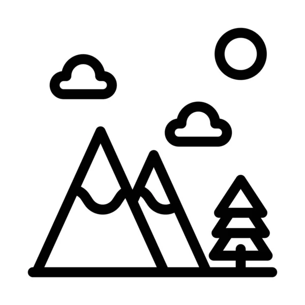 Icono Montaña Bosque Árbol Día Fiesta Archivo Editable Color — Archivo Imágenes Vectoriales