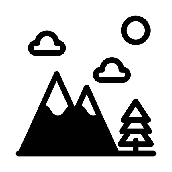 Icono Montaña Bosque Árbol Día Fiesta Archivo Editable Color — Archivo Imágenes Vectoriales